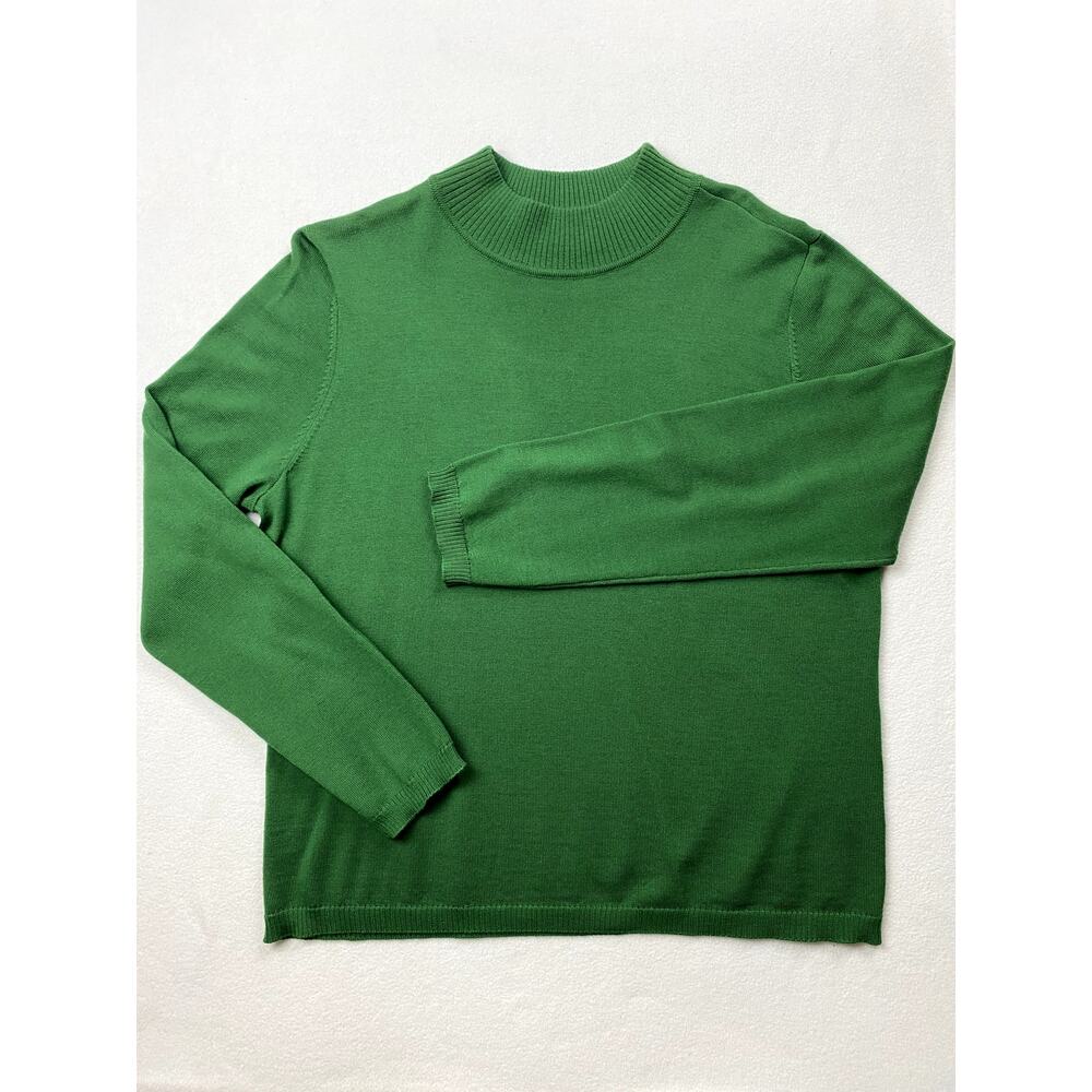 Vintage Pendleton XL Petite Green Merino Wool Sweater Fine Knit Pullover Top